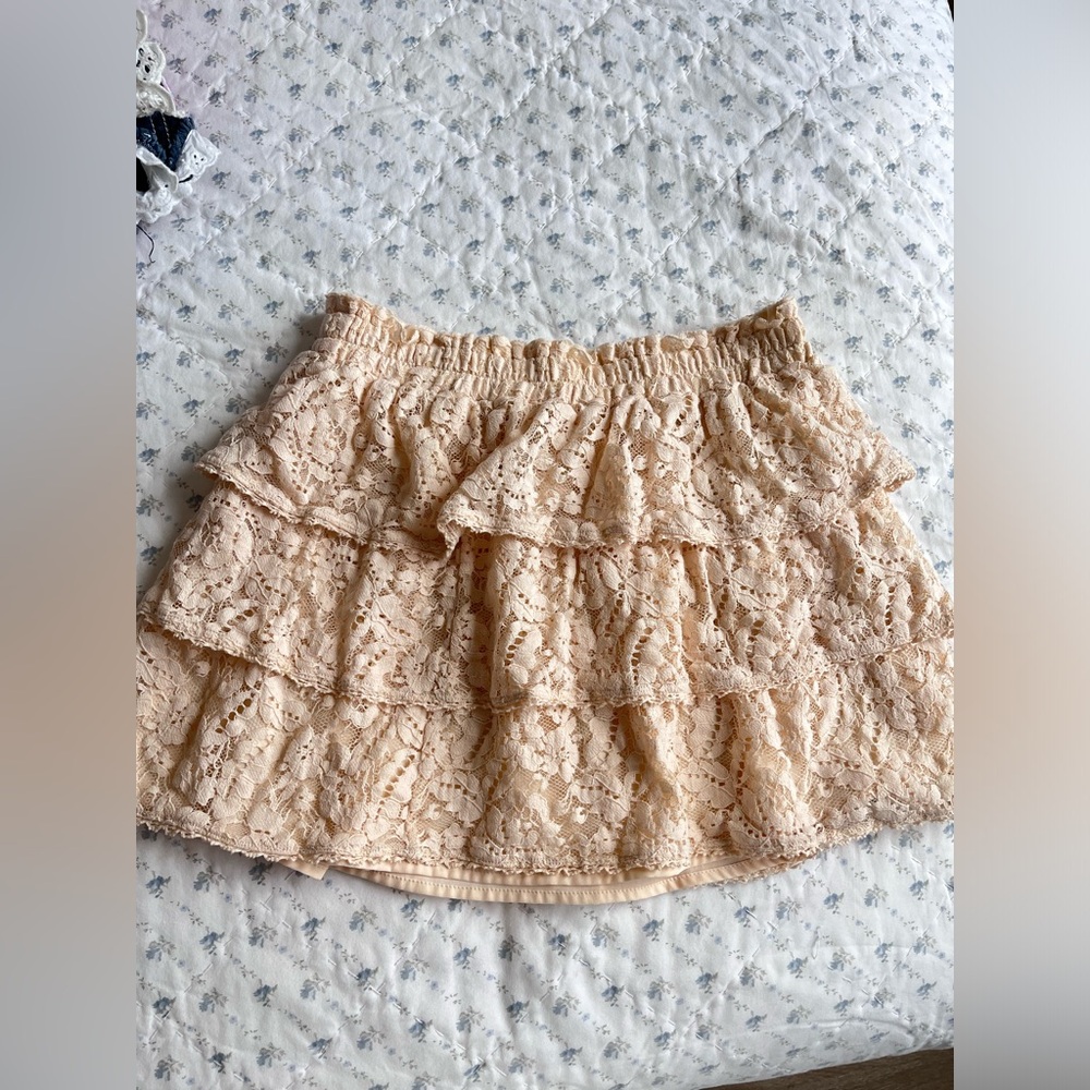 LoveShackFancy cream lace skirt
